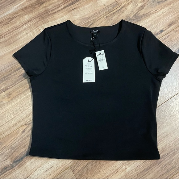 Express Tops - Express Body Contour High Compression Crop Top Black Large NWT